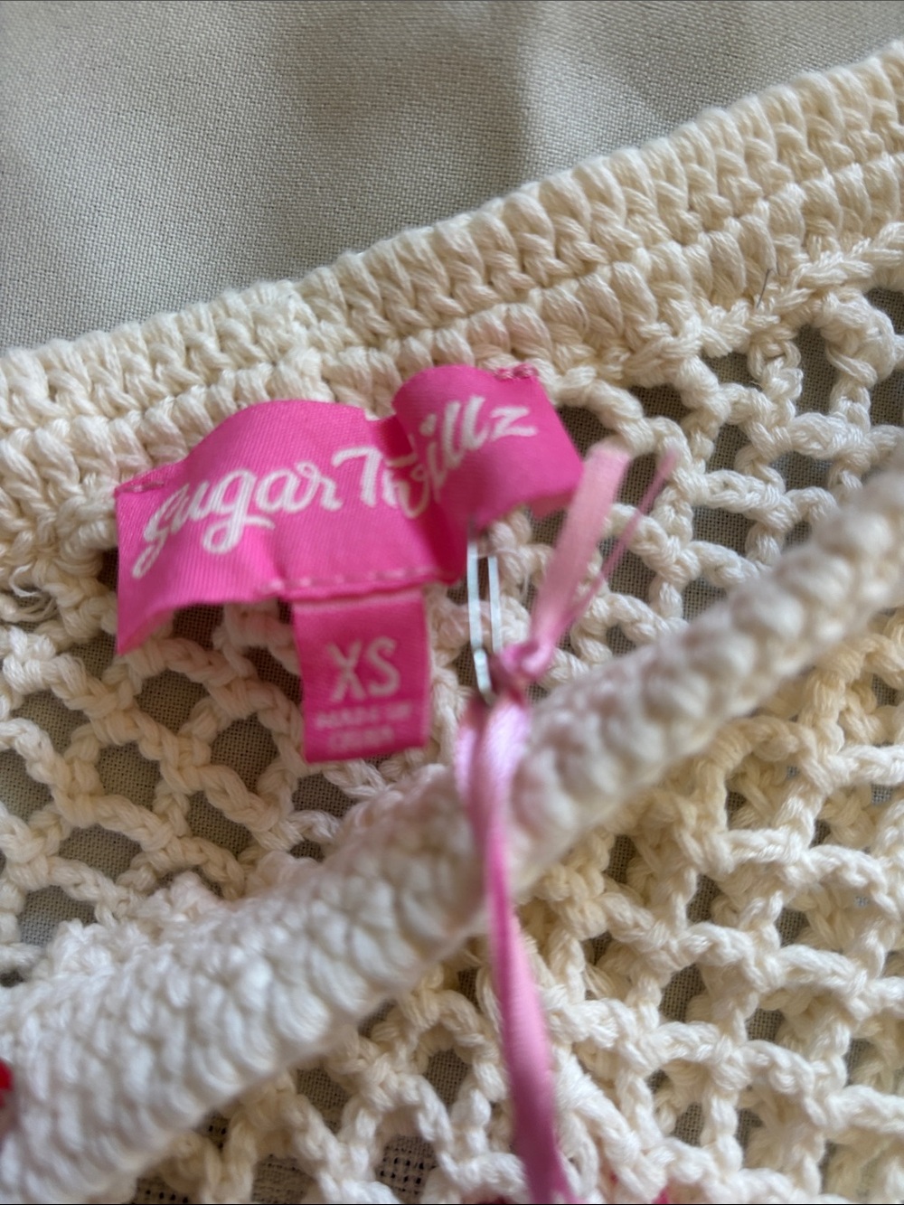 ❤️… Sugar Thrillz Beige crochet cream, color pants - Picture 6 of 6